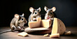 Generative AI image of three mice.