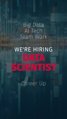 Wall Mural - data scientist job search in a word cloud animation. vertical video