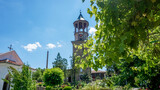 Fototapeta Uliczki - The beautiful bell tower of  the Lyaskova Monastery St. St. Peter and Paul, region Veliko Tarnovo, Bulgaria.   