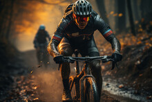 Cyclist Engaged In A Challenging Hill Climb Or Intense Training Session, Conveying The Physical Fitness And Endurance Aspects Of Cycling. Generative Ai