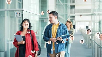 Aufkleber - Connection of multinational people concept. Global communication network. Diversity. Inclusion.