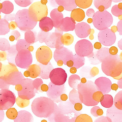 Wall Mural - Pink dots pattern watercolor in watercolor style on black background.