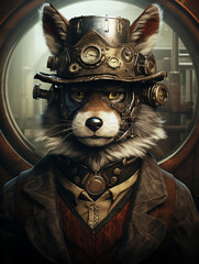 Wall Mural - A Portrait of a Steampunk Coyote | Generative AI