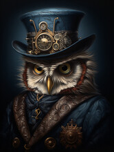 A Portrait Of A Steampunk Owl | Generative AI