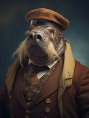 Wall Mural - A Portrait of a Steampunk Walrus | Generative AI