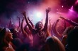 © robertuzhbt89 - club party people dance on the dance floor in the rays of light. generative ai.