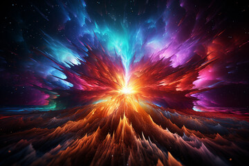 Aufkleber - Abstract fireworks exploding in a burst of colors, creating a dazzling display of light and energy. Generative AI technology.