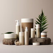 © Design M - environmentally friendly Blank cosmetic product line with white color and copy space makeup, and skin care items