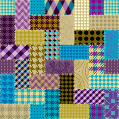 Poster - Geometric abstract pattern. Textile patchwork plaid style. Seamless vector pattern.