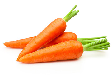 Wall Mural - Three carrot vegetables isolated on white background