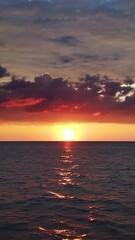 Wall Mural - beautiful aerial landscape with tropical sea sunset. vertical video