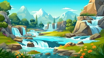 Wall Mural - Abstract background mountains. Illustration of breathtaking mountains to enhance the visual appeal of bright nature banner design. Generative AI.