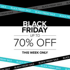 Wall Mural - Black Friday sale poster design template. Discount flyer, vector banner
