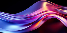 Abstract Fluid 3d Render Holographic Iridescent Neon Curved Wave In Motion Background. Gradient Design Element For Banners, Backgrounds, Wallpapers And Covers