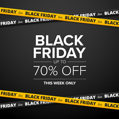 Wall Mural - Black Friday sale poster design template. Discount flyer, vector banner