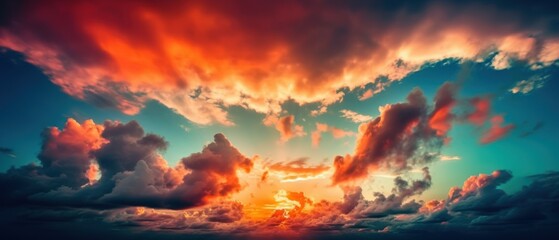 Fototapete - Background of colorful sky concept. Beautiful sunset sky. Nature sky backgrounds. Generative AI