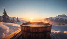 Heißer Hottub In Den Bergen Badespaß Im Winter