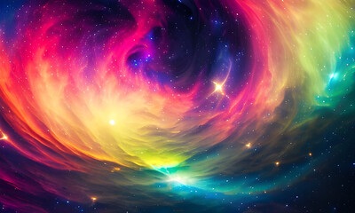 Wall Mural - smoky clouds and stars in the colourful space galaxy background