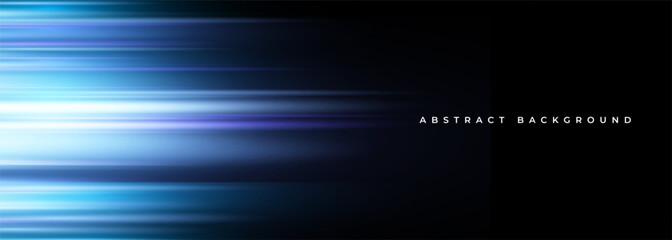 black and blue wide modern abstract technology background with glowing high-speed and movement blue 