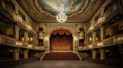 Wall Mural - An elegant opera house photo realistic illustration - Generative AI.