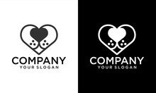 Pet Shop Logo Template. Love Pets Vector Illustration. Dog Head In The Shape Of A Heart.