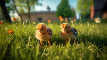 Baby Chickens On Beautiful Green Grass Hd Wallpaper
