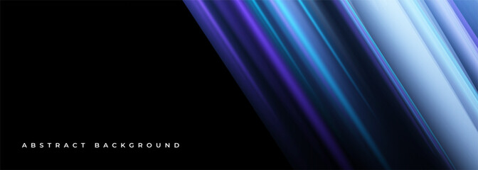 Poster - Black vector abstract background with coloured stripes. Wide modern dark abstract banner design.