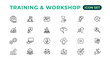 © artnazu - Training and workshop linear icons collection.Set of thin line web icon set, simple line icons collection, Pixel Perfect icons, Editable vector illustration.