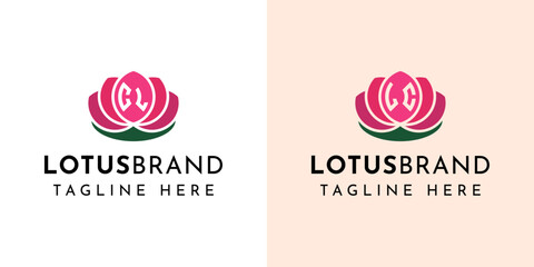 Letter CL and LC Lotus Logo Set, suitable for any business related to lotus flowers with CL or LC initials.