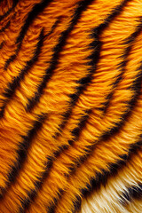 Sticker - Close up of the fur of tiger's tail, which is orange and black. Generative AI.