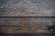 The wooden surface with drops of water after the rain.  Generative AI