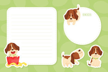 Sticker - Cartoon Beagle Dog Character Note or Reminder Card Vector Template