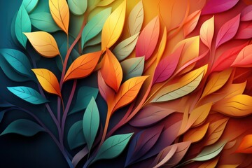 Wall Mural - Abstract background with colorful leaves. 3D rendering, 3D illustration.