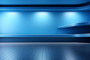 Wall Mural - Blue Empty Room Interior Background. 3d Render Illustration Design.