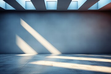 Wall Mural - Interior of empty room with concrete wall and sunlight. 3D Rendering