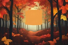 Autumn Sale Banner With Autumn Park On Background With Free Space In The Center.