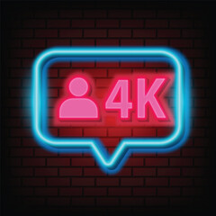 Wall Mural - Thank you 4k followers peoples for social media with 4k neon sign