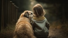 A Heartwarming Photograph Of A Child Hugging Their Pet