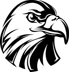 Wall Mural - Hand drawn eagle head emblem. Mascot bird. Logo illustration isolated on white.