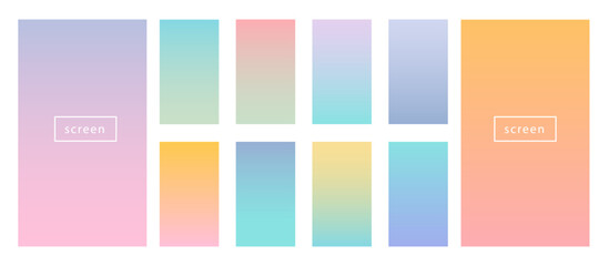Wall Mural - caramel gradient backgrounds set. soft pastel color gradient collection. lavender, pink, light green