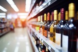 Fototapeta  -  Wine Bottles on Supermarket Shelves - Generative ai
