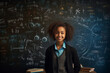 © ADDICTIVE STOCK - Generative AI illustration of cheerful curly haired black female in school uniform with sweater smiling and looking at camera