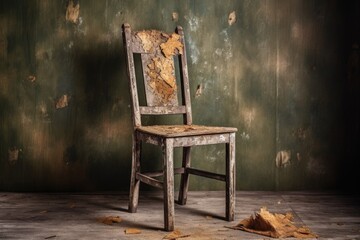 Canvas Print - vintage chair with sandpaper and dust, created with generative ai