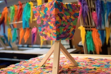 Wall Mural - close-up of pinata base drying on a stand, created with generative ai