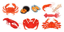 Seafood On A White Background.Vector Eps 10