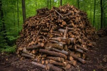 Wood Pile With Signs Of Beetle Infestation, Created With Generative Ai