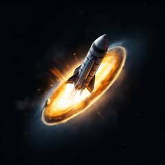 spaceship rocket sinking into a black hole. generative ai