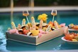 © Alfazet Chronicles - pool floaties and french 75 cocktails arrangement, created with generative ai