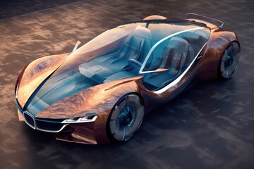 Wall Mural - advanced concept car with transparent exterior, created with generative ai