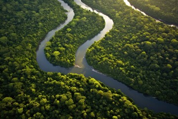 Canvas Print - aerial view of branching river deltas, created with generative ai